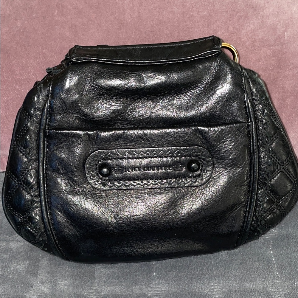 Juicy Couture Black Genuine Leather crossbody with detachable link strap/clutch